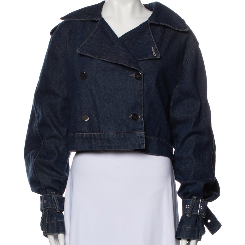 Rotate Birger Christensen Ruffle Denim Jacket From The Real Real